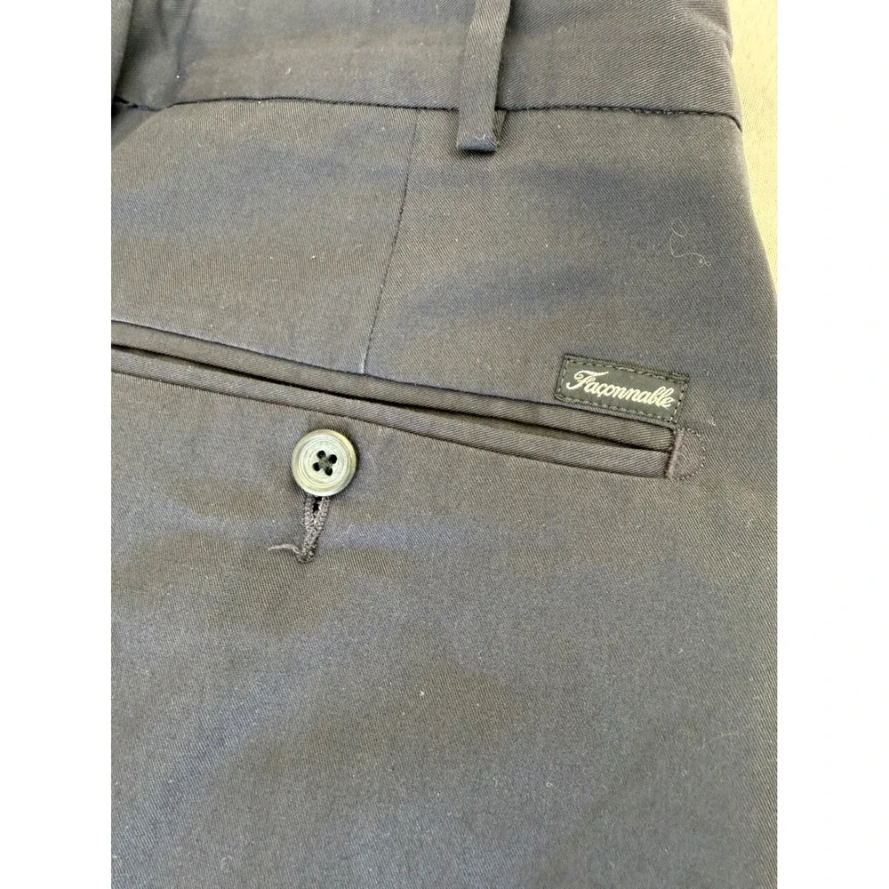 Vintage Faconnable Mens Pleated Dress Chino Pants 38 Navy Business Formal Office